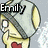 Animated buddy icon featuring two cartoon characters with heart symbols, text labels above each character.