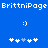 Blue background with white pixelated text "BrittniPage BrittniPage" at top, two white smiley faces in middle, and two of white and light blue plus signs below