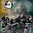 Pixelated image with orange background and black text reading "stanley cup champs" alongside abstract character art.