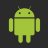 Pixelated green Android robot icon with two antennae, square eyes, and a dark horizontal stripe across the chest on a dark background.