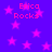 Purple background with pink stars and repeated 'Erica Rocks' text in pink pixelated font.