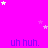 A bright pink background with scattered white and light purple stars, repeated blue text "uh huh." in three , and a gray rectangle partially covering the bottom-right corner