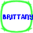 Four identical square icons with rounded corners, each containing the text "BRITTANY" in blue pixelated font inside a bright green border.