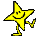 Two animated frames of a yellow star-shaped cartoon character with stick-figure limbs running on a gray background.