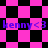 Pixelated pink and black checkered background with repeated blue text 'kenny<3' across two