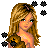 Pixelated cartoon woman with long blonde hair in black bikini bottoms, posing with one hand on hip and the other near her chest, surrounded by black star shapes and text reading "wanna cuddle?".