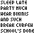 Pixelated text and sun icons repeat in with blue highlighted words, forming a of phrases like 'SLEEP LATE' and 'have fun'