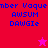 Pixelated text and star symbols on red, pink, magenta backgrounds with blue lettering.