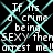 A black background with cyan lines overlaid on repeated white text reading "If its a crime being SEXY then arrest me!!" in a pixelated font