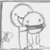 A pixelated grayscale cartoon character with a large head and simple features stands on the left, while a blue background displays black text reading "i can al ways make you smile" on the right.