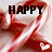 Red and white striped candy cane with small heart shapes, displaying text changes across four