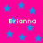Bright pink background with scattered blue stars and four instances of the name 'Brianna' in white pixelated text.