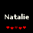 Two side-by-side pixelated displays of the name Natalie with red heart symbols below, showing animation changes in heart positions.