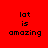 Red background with four of pixelated text 'lat is amazing' where each 's middle has a light pink highlight
