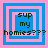 Four pixelated blue and pink square frames with layered borders display the text "sup my homies???" in green block letters, each frame showing a different border configuration.