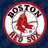 Boston Red Sox logo with red sock symbol on white circle, surrounded by text, against blue background; red field below contains 'SOX' and 'IN '07' in blue pixelated font.