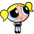 Pixelated cartoon character with yellow pigtails and blue-black striped shirt on white background, next to green text reading "Original Icons .com" in pixel font.