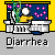 Pixel art of a figure in yellow clothing sitting on a toilet with green steam, against a blue background with pink stars and flowers.