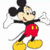 Pixelated Mickey Mouse icon with red shorts, yellow shoes, black gloves, and a white background.