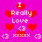 Pixelated pink background with red hearts and white text reading "I Really Love <3" in multiple repeated arrangements.