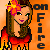 Pixelated cartoon-style icon of a woman with long brown hair wearing a large orange and pink flower in her hair, red top, green necklace, and purple lipstick against an orange background with vertical black text reading "on FIRE".