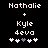 Pixelated text displays 'Nathalie', '+', 'Kyle', 'deva' with five heart symbols below, two versions show different heart colors.