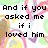 Pixelated text reads "And if you asked me if i loved him I'd lie." over a colorful abstract background with swirling shapes.