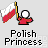 Pixel art icon shows a figure holding Polish flag with red and white stripes, wearing red clothing against gray background.