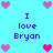 Pixelated icon with cyan background displaying "I love Bryan" text and heart symbols in purple/pink hues.