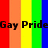 A static image featuring vertical rainbow stripes with black text reading 'Gay Pride' overlaid on the left side.