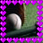 Pixelated image with purple heart border, green background text reading "Live~Eats~Breath~Softball", and partial view of a person's face.