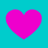 Four identical pink hearts arranged in a on a solid cyan background