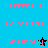 Pixelated text and star symbols on a bright blue background, with pink text reading Ferrrne ;], Loveesss, and Shelbyy in two