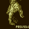 Pixelated figure in a crouched pose with arms extended, rendered in sepia tones against dark background; text "PREVIEW" at bottom right.