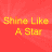 Red background with repeated yellow text 'Shine Like A Star' in a pattern, partially obscured by gray overlay