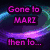 Pixelated icon with four distinct sections: purple space scene, red text on rocky background, rainbow text, and a skull with blue text.