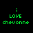 Green pixelated text on black background reads 'i LOVE chevonne' in two , with the top 's lowercase 'i' positioned above 'LOVE'