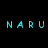 Four display cyan 'NARU' text on black, gray, white, and dark gray backgrounds with pixelated rendering