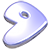 A pixelated, light blue and white abstract shape with a rounded, curved form and a small circular indentation on its upper surface.