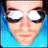A 48x48 pixel buddy icon featuring a split composition with a person's face on the left and green text on the right, displayed as two frames in a contact sheet layout.