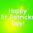 Green background with yellow gradient center displaying 'Happy St. Patricks Day!' in white pixelated text across four identical