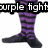 Purple and black striped leggings with dark shoes, text overlays reading 'purple fight', 'only way', and 'to go!!!' across four