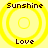 Four identical yellow circular icons with concentric rings, each labeled 'Sunshine' at top and 'Love' at bottom in dark brown text.