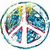 A composite image with four distinct sections: a pixelated peace symbol, a green peace sign with heart and text, 'LIV' LAUGH LOVE' in blue on yellow, and a gray rectangle.