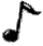 Two black musical eighth notes with white highlights on a gray background, positioned side-by-side.