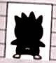Black silhouette of a cartoon character with spiky hair, white shoes, and no visible face on the left; same character facing forward with large eyes and mouth on the right.