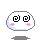 Pixelated white oval face with pink cheeks and light blue lower border, displaying four distinct eye expressions