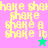 Four quadrants display repeated yellow text 'shake shake shake a shake it' on pink, teal, green, and light blue backgrounds with small star icons.