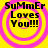 Yellow background with pink concentric circles and black text reading "SuMmEr Loves You!!!" in four identical quadrants.