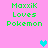 Green pixelated text reads "MaxxiK Loves Pokemon" on pink background with cyan and light blue heart icons in different positions across frames.